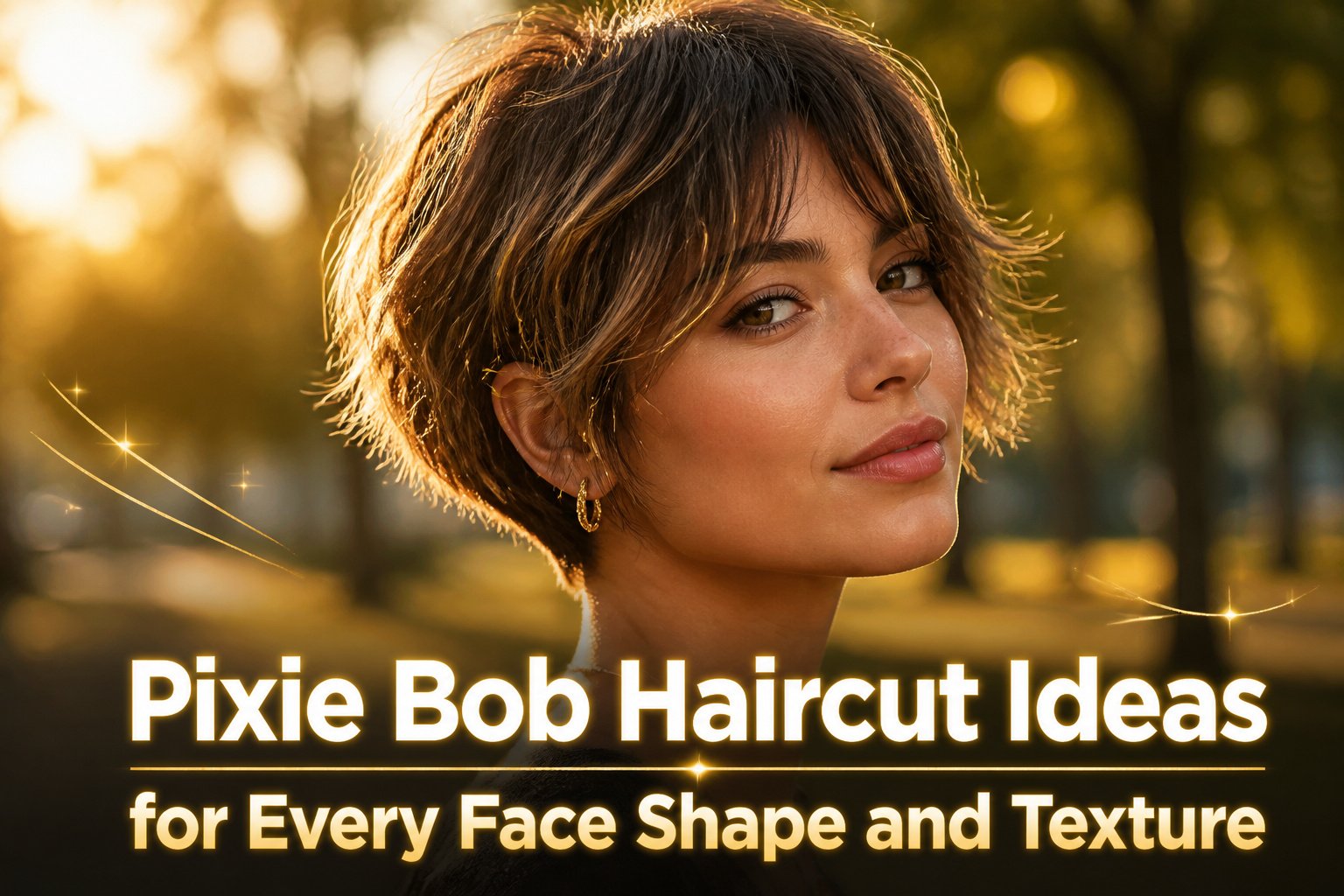 Different pixie bob hairstyles displayed with various lengths and colors.