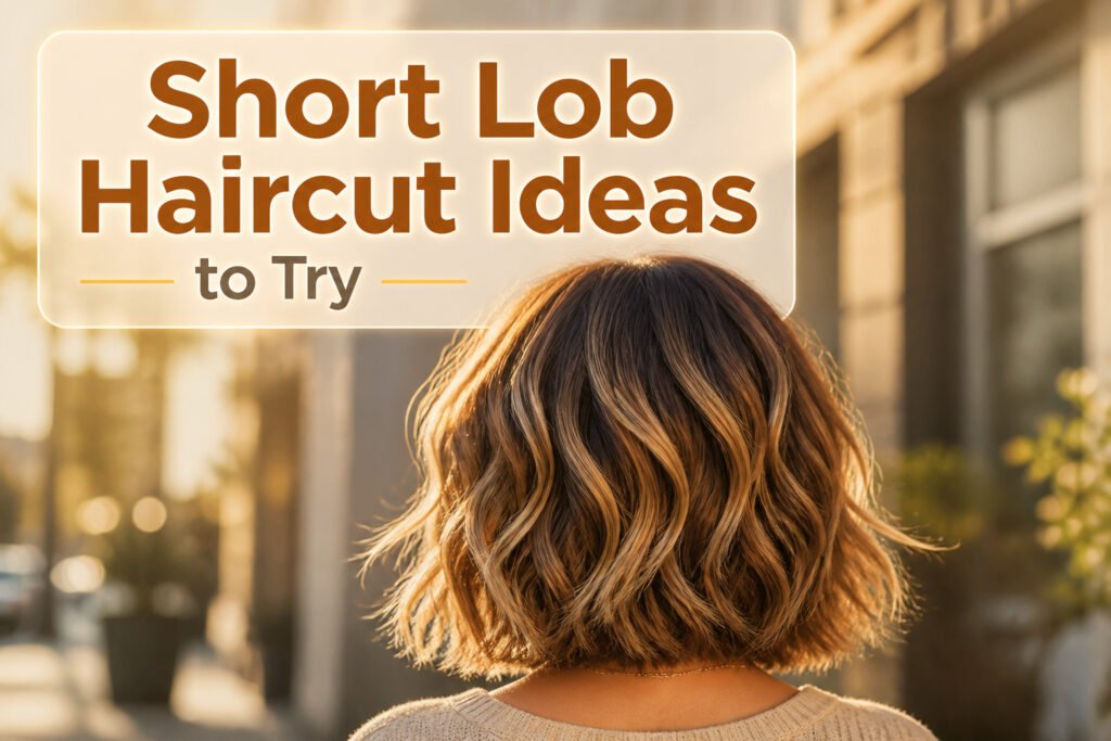A collage of various short lob haircut styles.