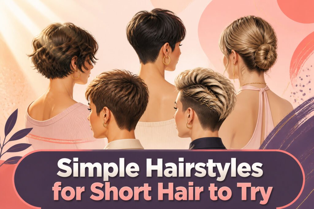 A collection of simple hairstyles for short hair displayed in an article.