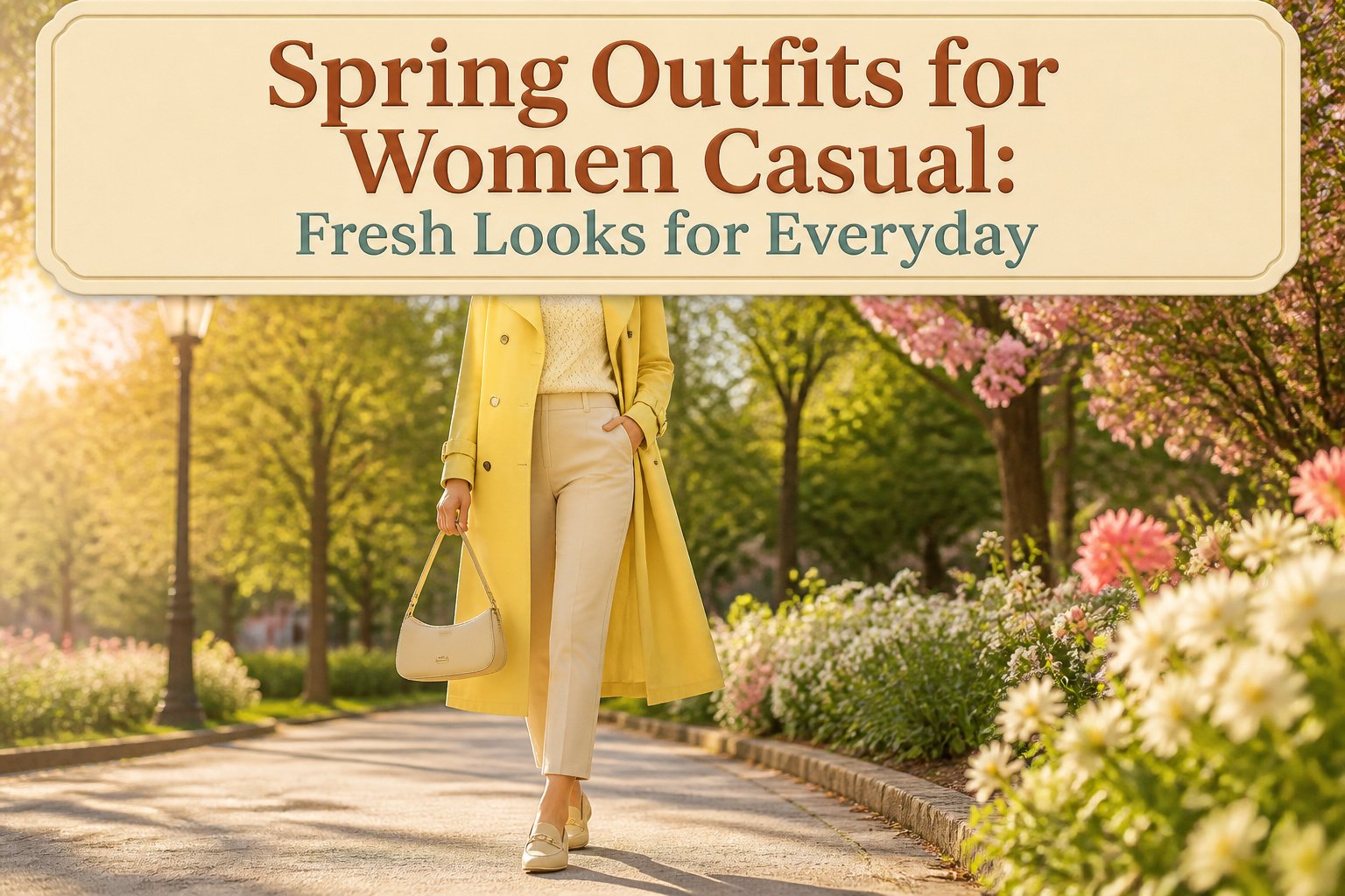 A collage of spring outfits for women in 2026 casual fashion.