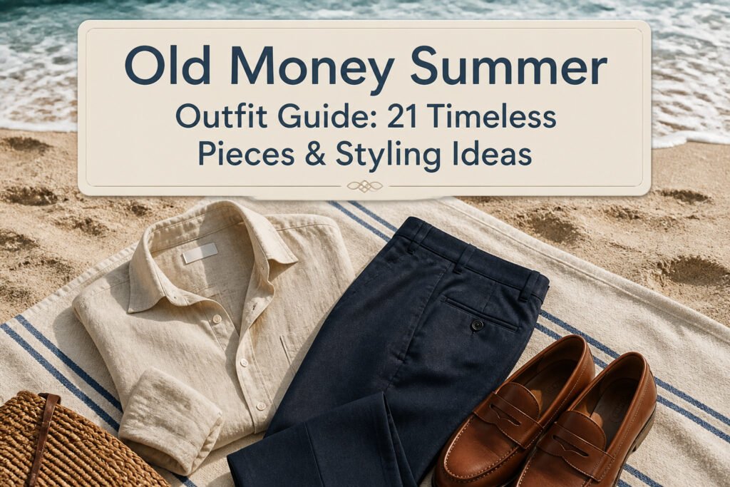 A collection of elegant summer outfits laid out in a stylish arrangement.