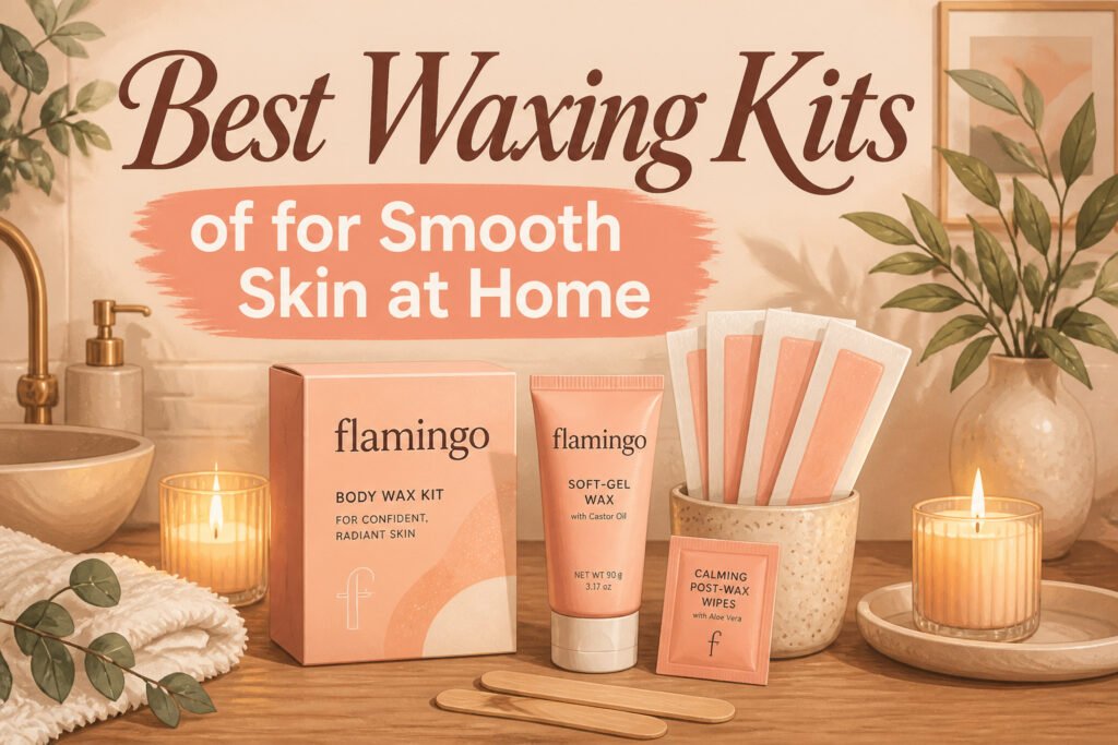 Various waxing kits displayed on a wooden surface.